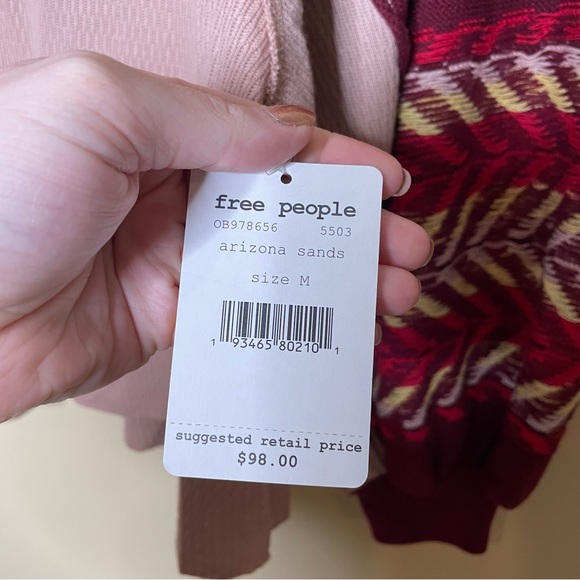 Free People Rainbow Dreams Balloon Sleeve Oversized  Sweater NEW - Picture 4 of 10